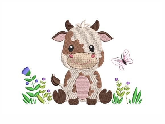 Baby Cow Embroidery Design