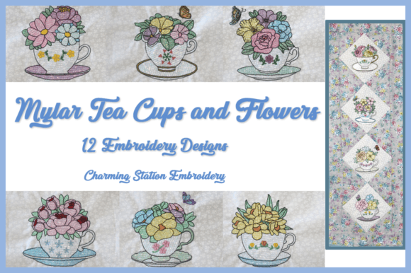Mylar Tea Cups and Flowers