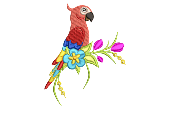Parrot with Flowers