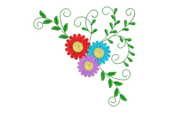 Three Color Flowers with Leaves