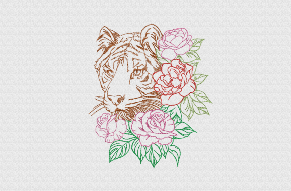 Tiger with Flowers