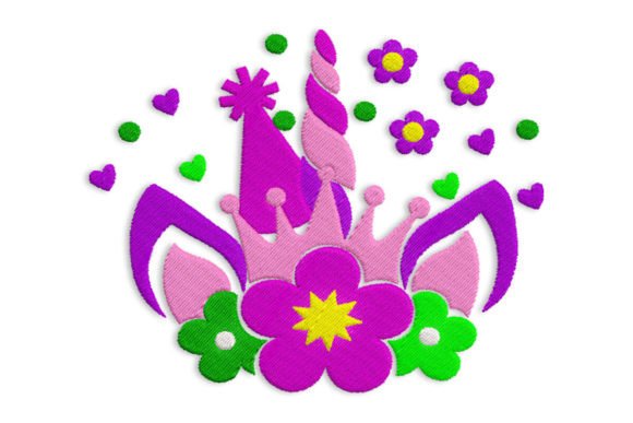 Unicorn Head with Flowers